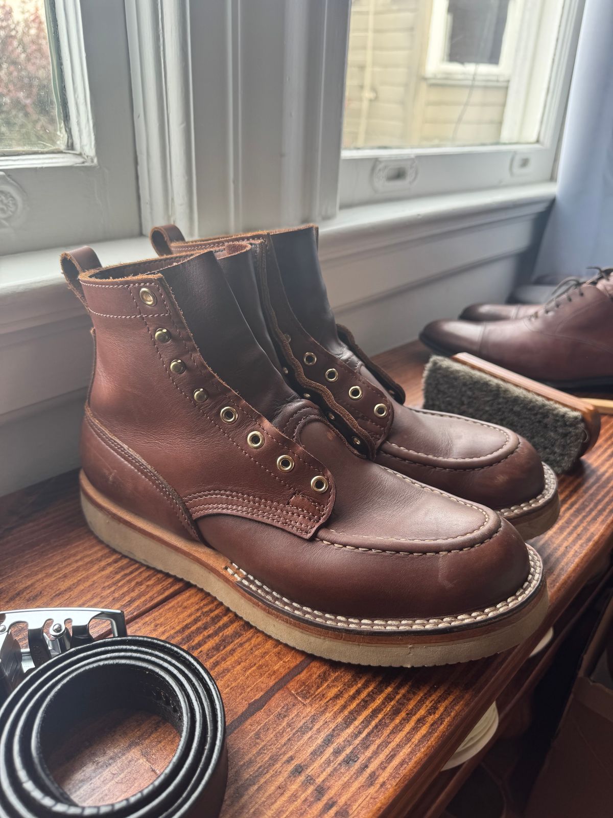 Photo by tandy on April 25, 2025 of the Nicks Moc Toe in Seidel 1964 Brown.