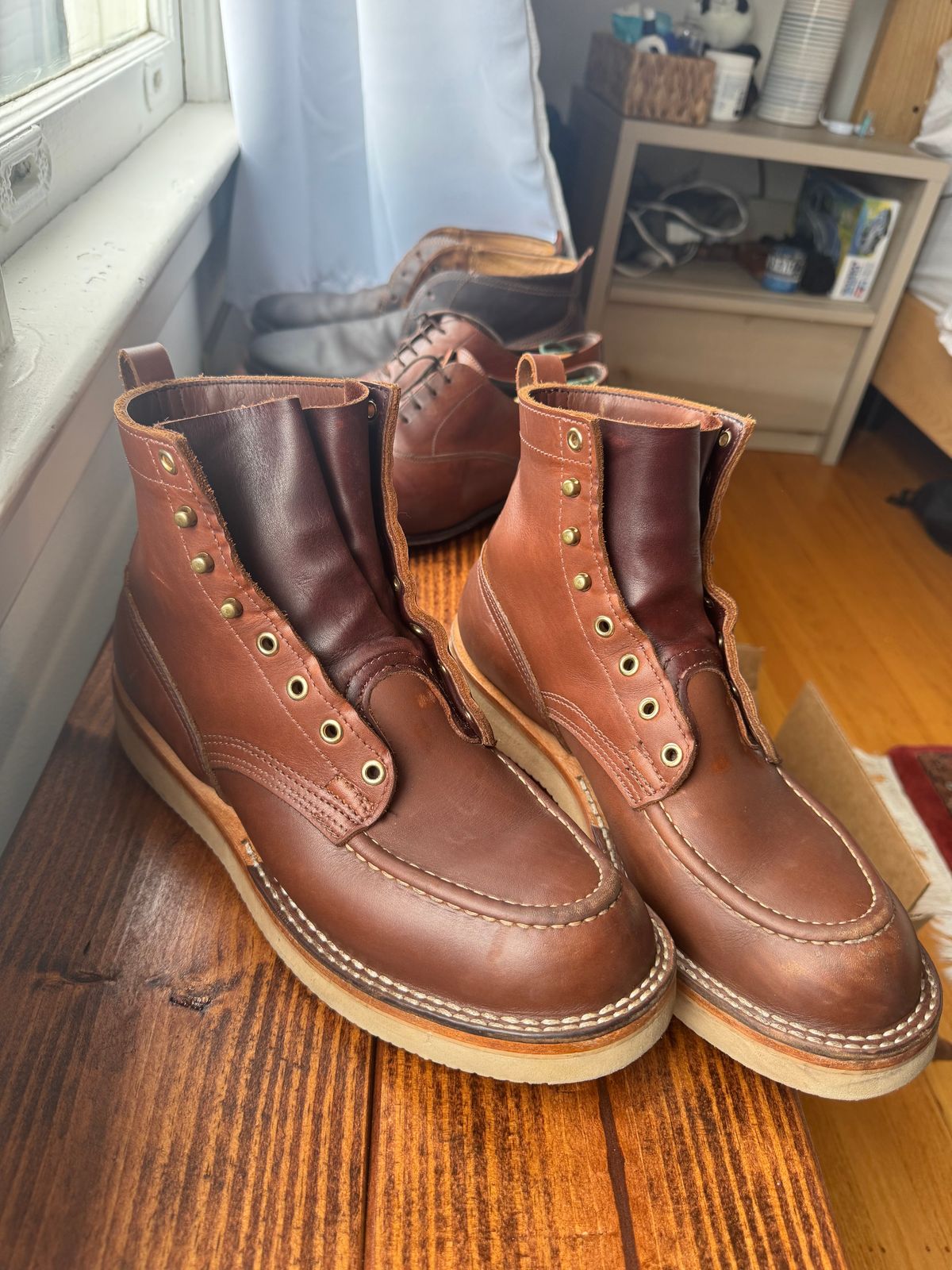 Photo by tandy on April 25, 2025 of the Nicks Moc Toe in Seidel 1964 Brown.