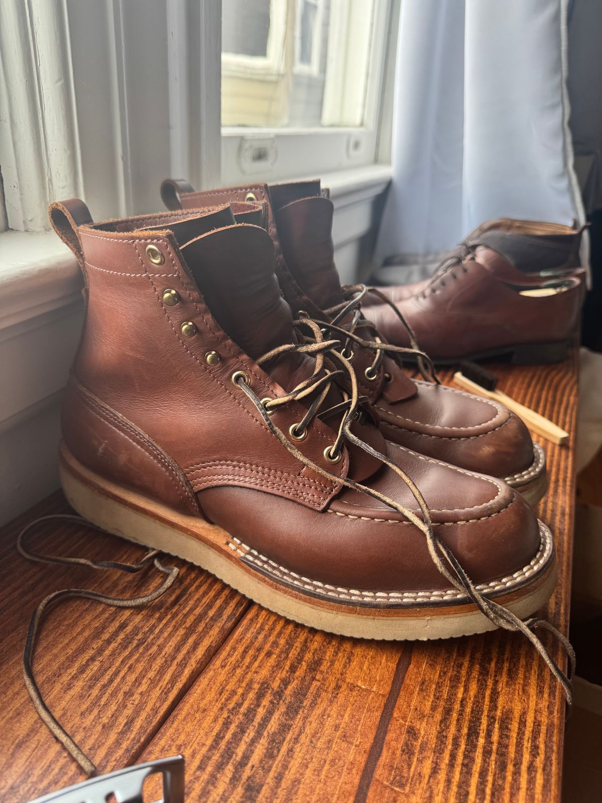 Photo by tandy on April 25, 2025 of the Nicks Moc Toe in Seidel 1964 Brown.