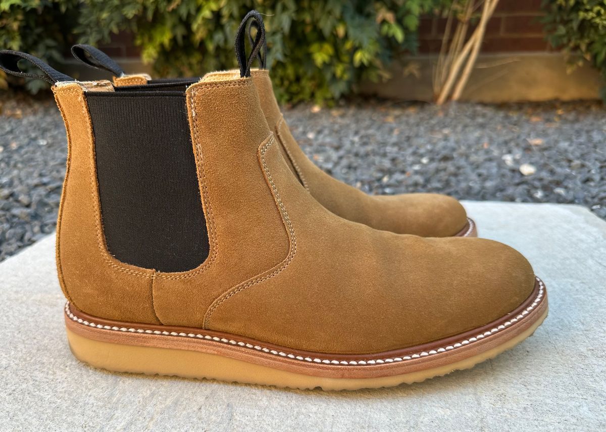 Photo by sans_cuff on October 4, 2025 of the Rhodes Footwear Work Wedge Chelsea Boot in Full Grain Suede Leather.