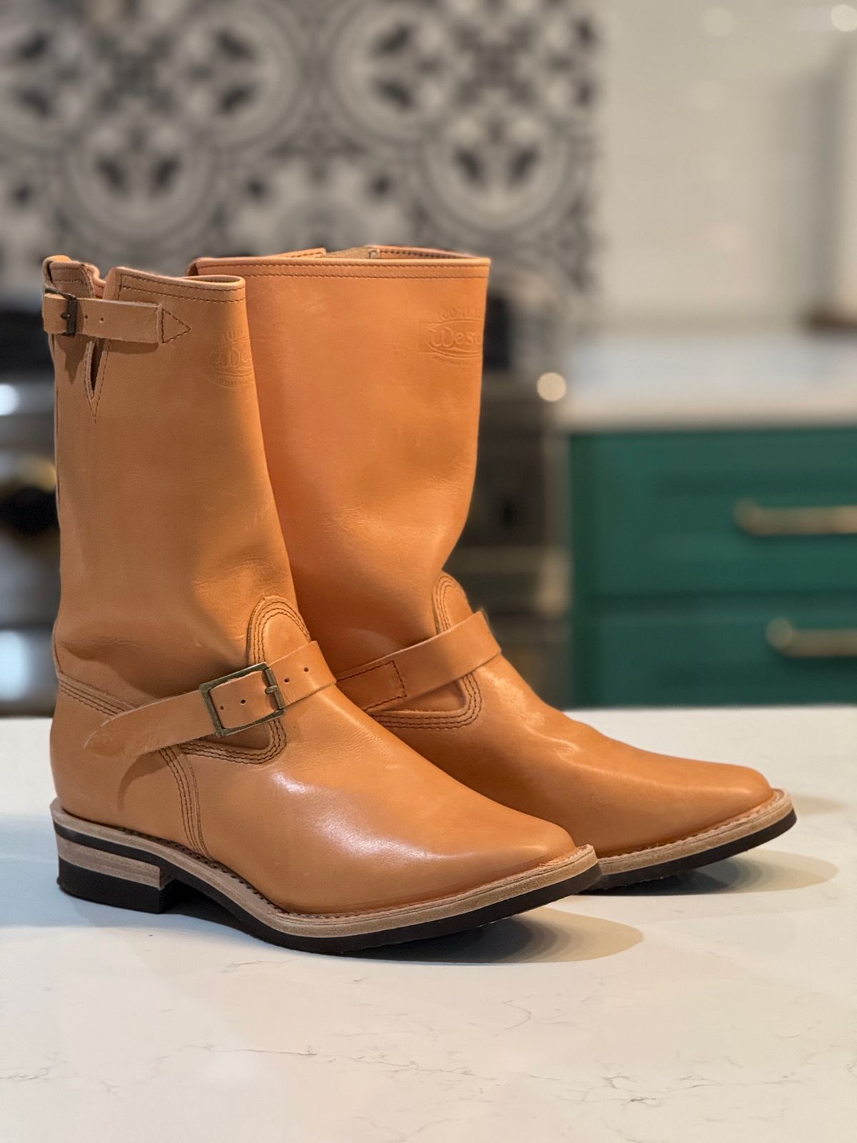 Photo by adriankgonzales on October 1, 2025 of the Wesco x S&S Van Cleef III in Unknown Natural Veg Tan.