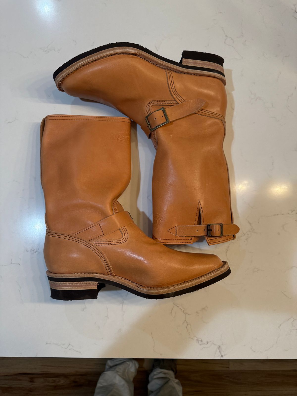 Photo by adriankgonzales on October 1, 2025 of the Wesco x S&S Van Cleef III in Unknown Natural Veg Tan.