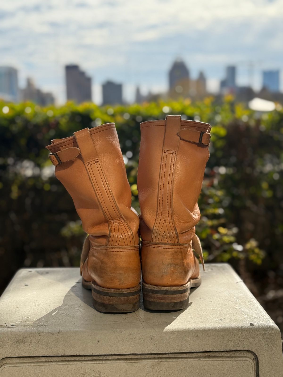 Photo by adriankgonzales on January 1, 2026 of the Wesco x S&S Van Cleef III in Unknown Natural Veg Tan.