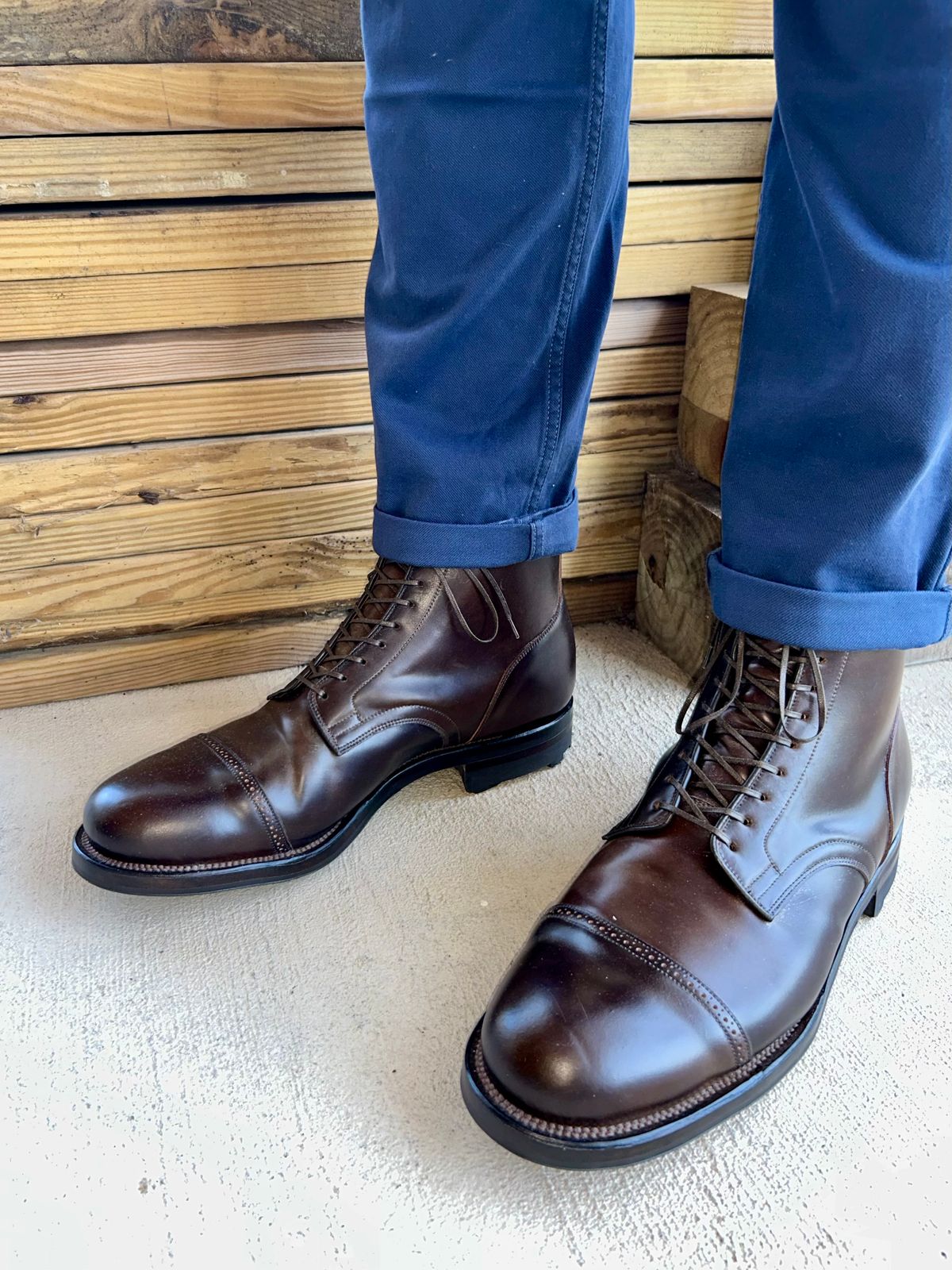 Photo by lowrollr on June 22, 2026 of the Viberg Service Boot BCT in Horween Dark Cognac Shell Cordovan.