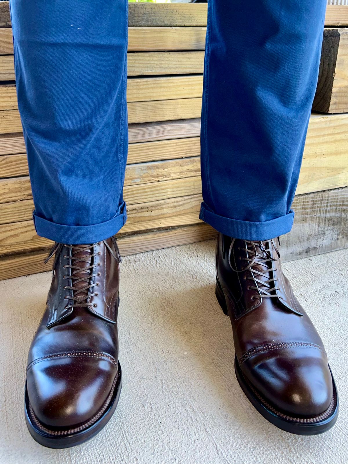 Photo by lowrollr on June 22, 2026 of the Viberg Service Boot BCT in Horween Dark Cognac Shell Cordovan.