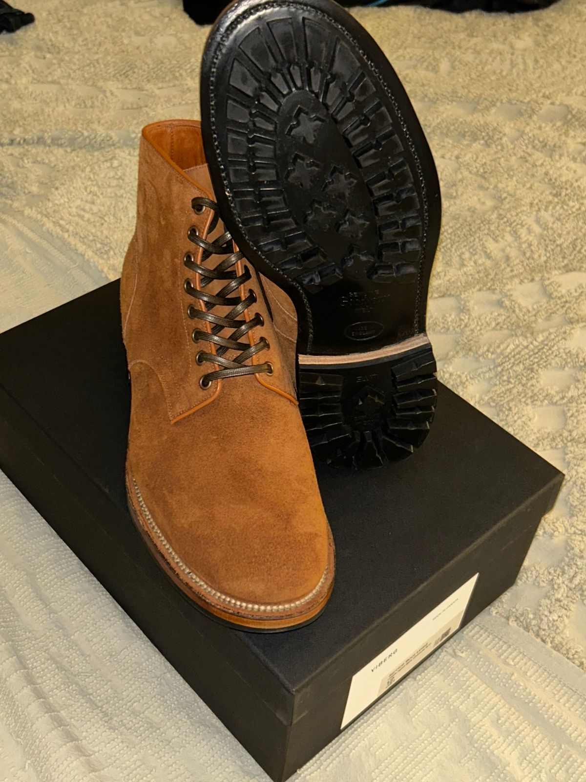 Photo by lowrollr on November 10, 2025 of the Viberg Service Boot in Horween Aged Bark Chamois Roughout.