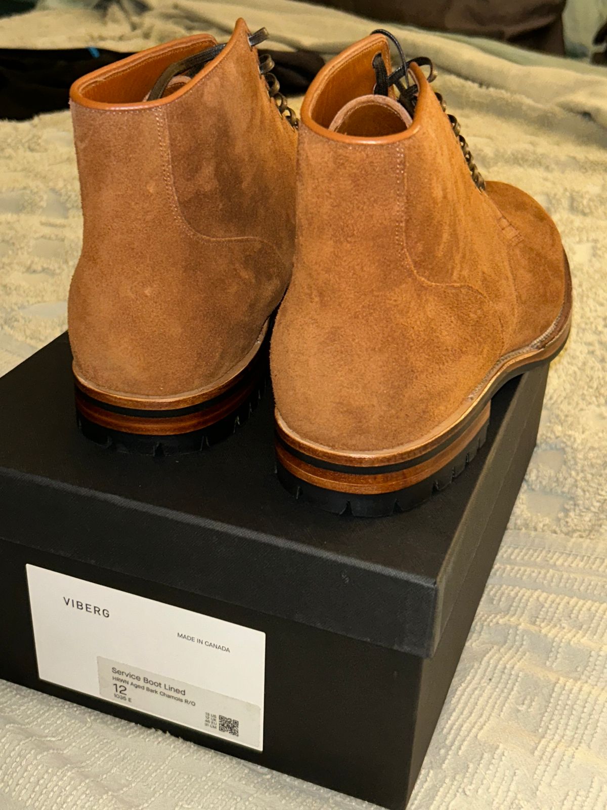Photo by lowrollr on November 10, 2025 of the Viberg Service Boot in Horween Aged Bark Chamois Roughout.