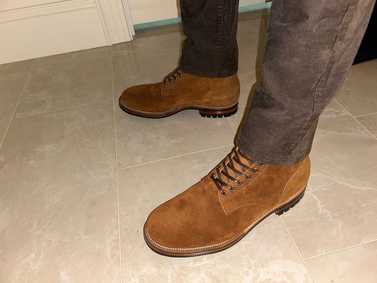 Photo by lowrollr on November 14, 2025 of the Viberg Service Boot in Horween Aged Bark Chamois Roughout.