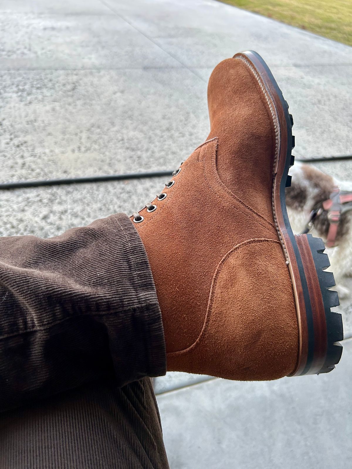 Photo by lowrollr on November 14, 2025 of the Viberg Service Boot in Horween Aged Bark Chamois Roughout.