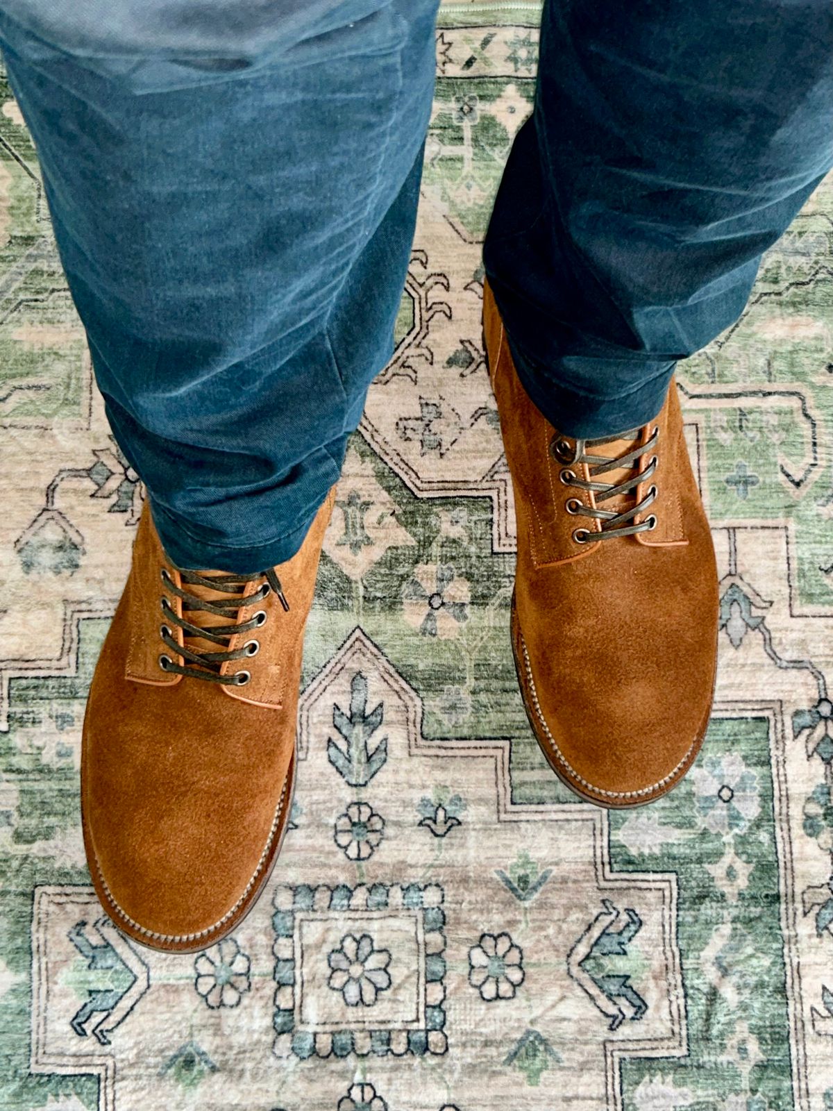 Photo by lowrollr on December 9, 2025 of the Viberg Service Boot in Horween Aged Bark Chamois Roughout.