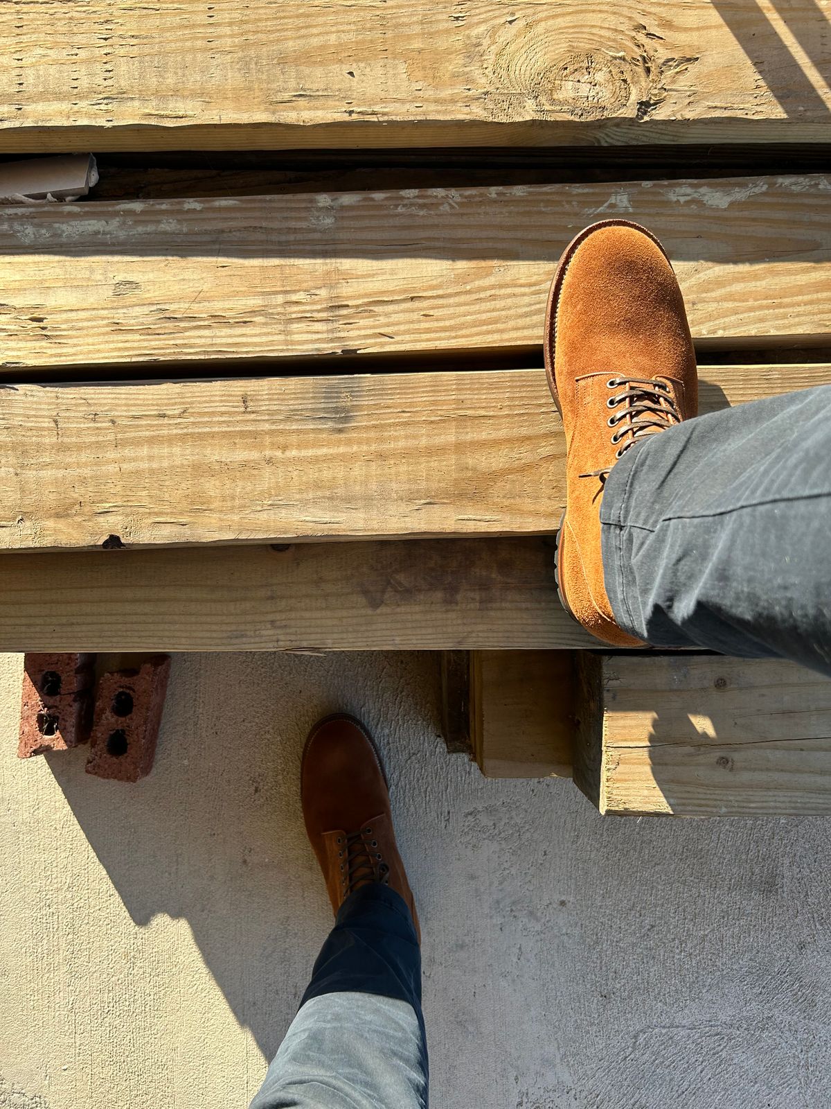 Photo by lowrollr on December 9, 2025 of the Viberg Service Boot in Horween Aged Bark Chamois Roughout.