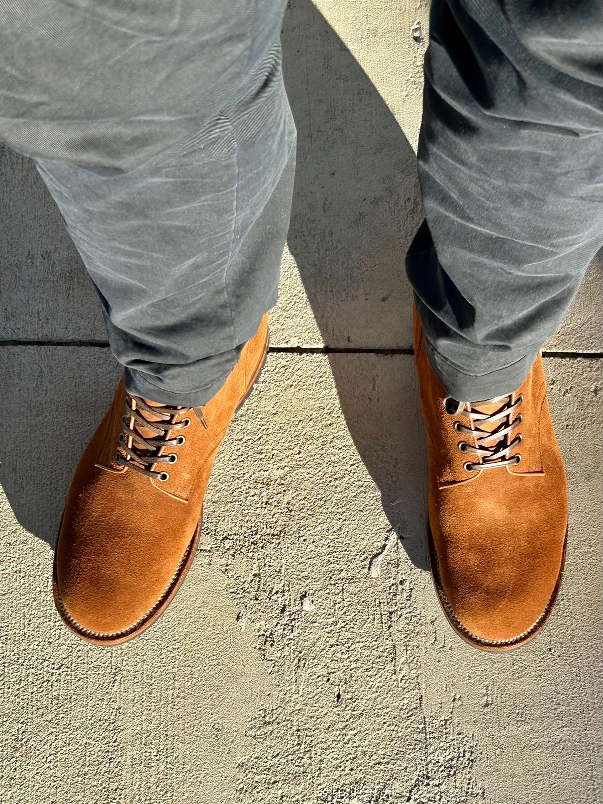 Photo by lowrollr on December 9, 2025 of the Viberg Service Boot in Horween Aged Bark Chamois Roughout.