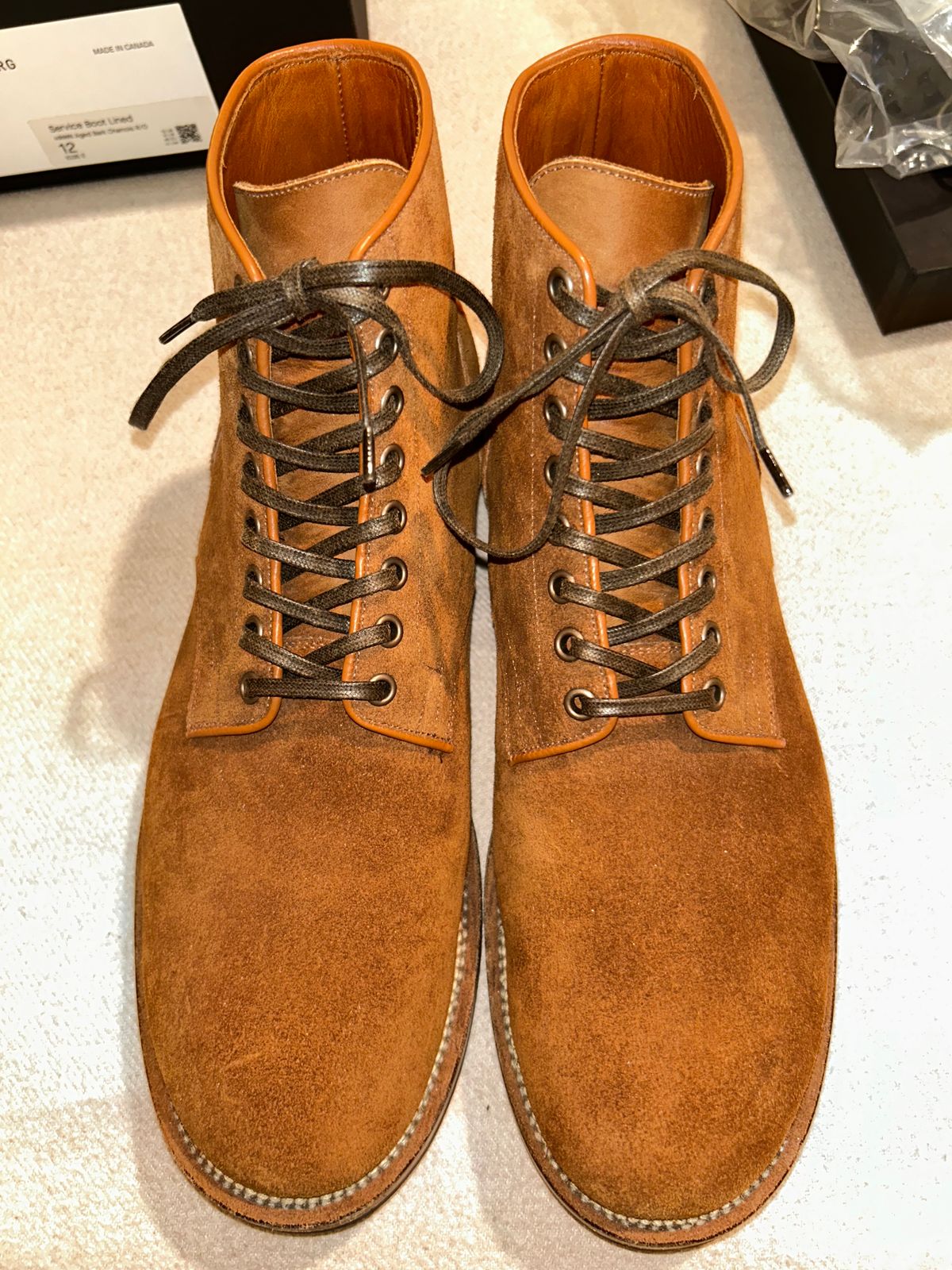Photo by lowrollr on March 20, 2026 of the Viberg Service Boot in Horween Aged Bark Chamois Roughout.