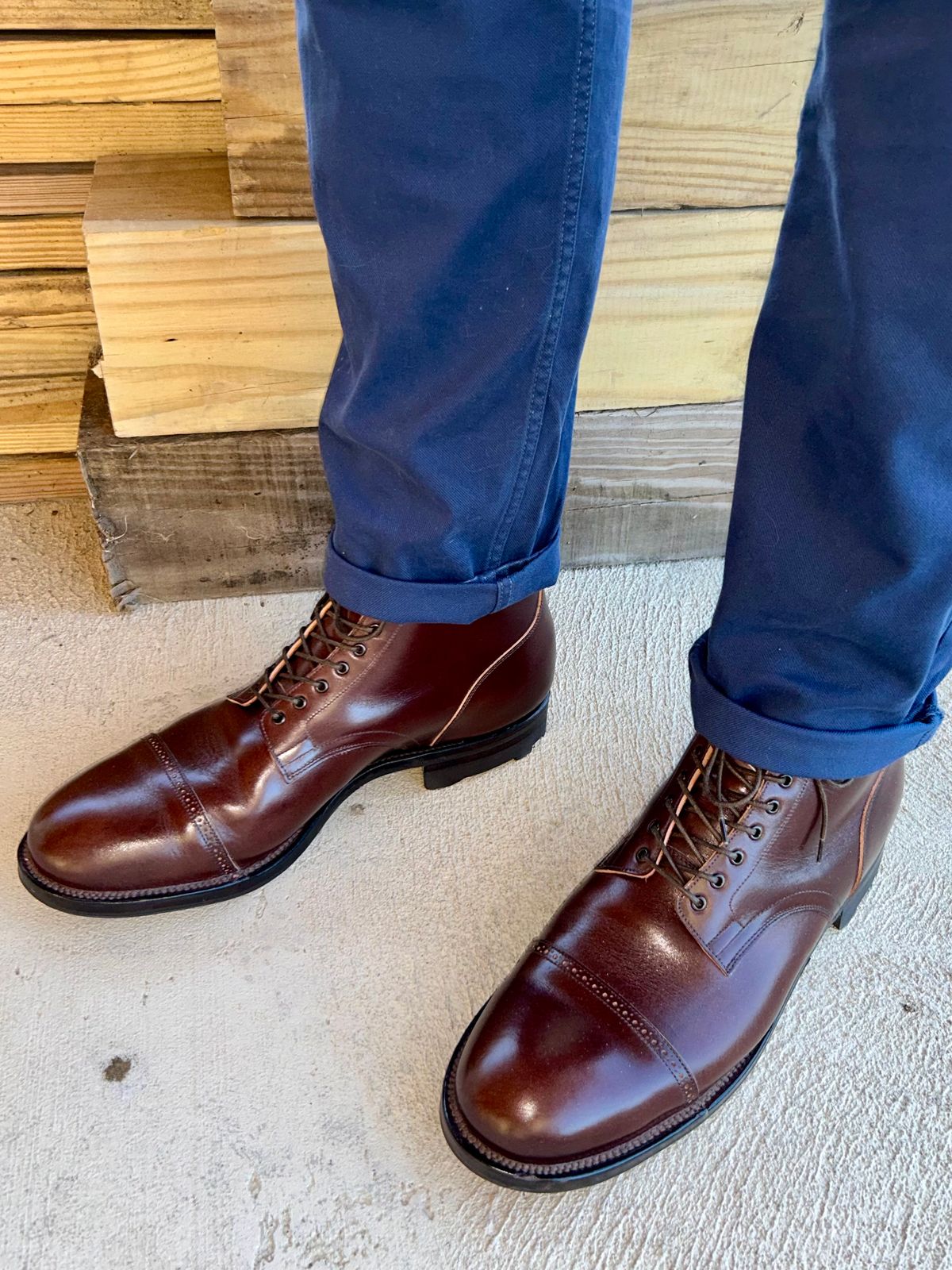 Photo by lowrollr on April 9, 2026 of the Viberg Service Boot BCT in Conceria Walpier Foresta Tuscany.