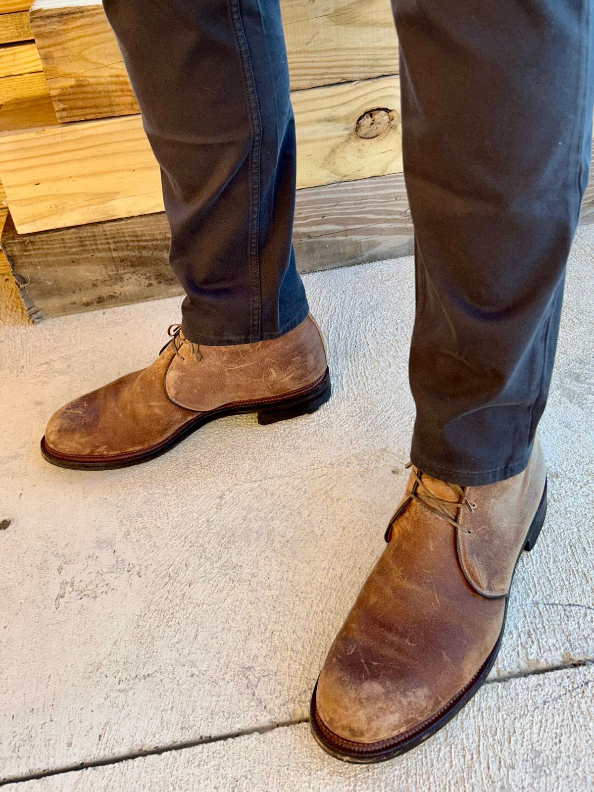 Photo by lowrollr on March 28, 2026 of the Viberg Uplands Boot in C.F. Stead Toast Waxy Commander.