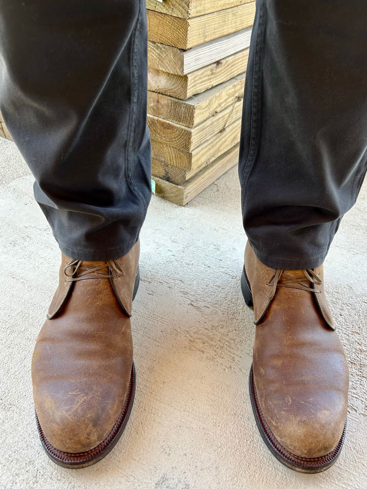 Photo by lowrollr on April 23, 2026 of the Viberg Uplands Boot in C.F. Stead Toast Waxy Commander.