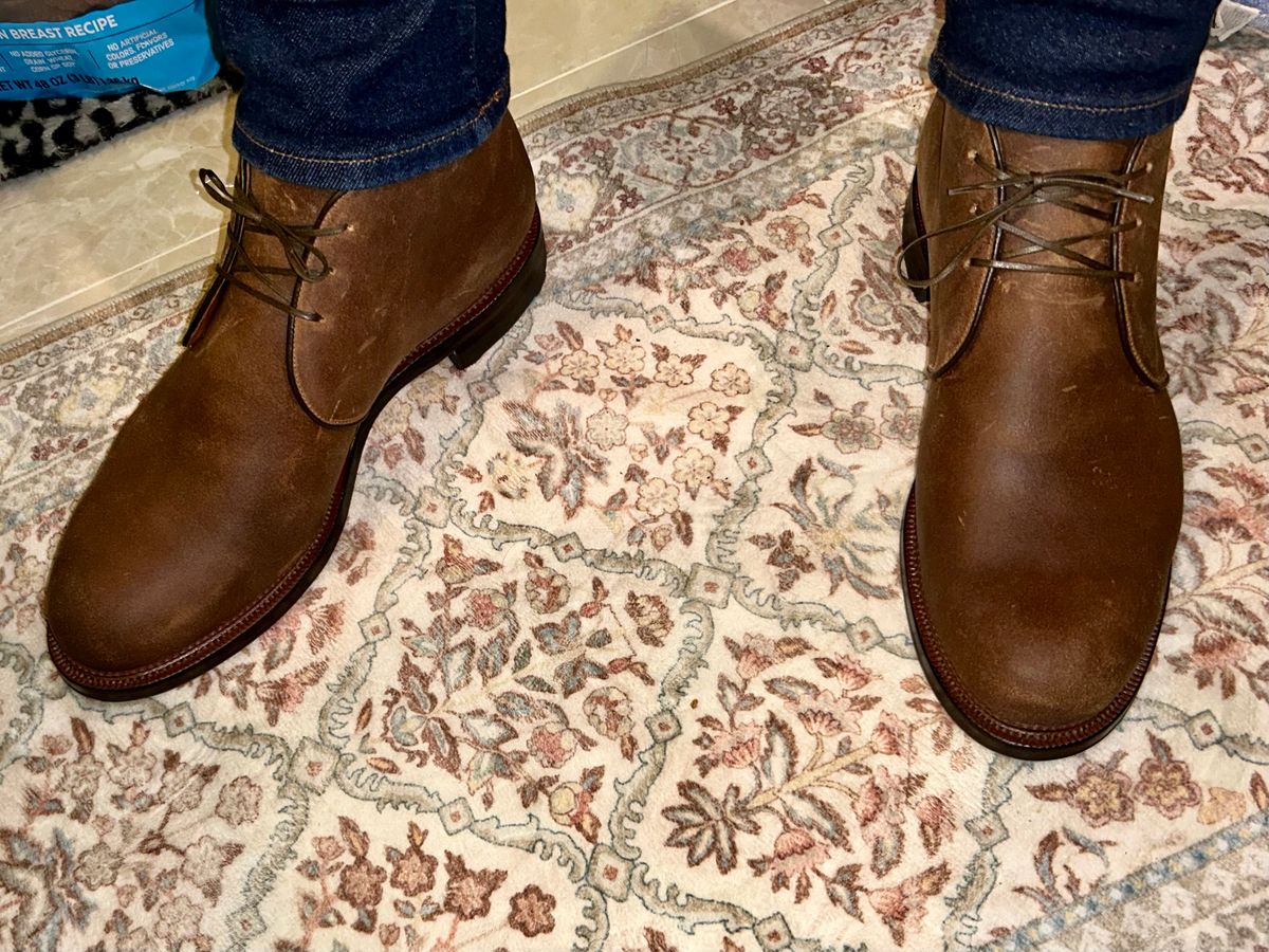 Photo by lowrollr on October 11, 2025 of the Viberg Uplands Boot in C.F. Stead Toast Waxy Commander.