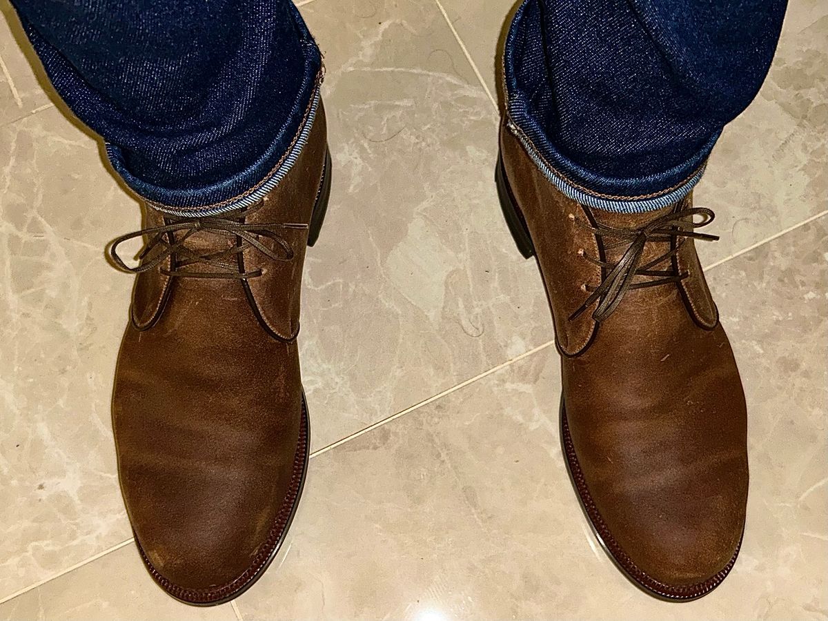 Photo by lowrollr on October 22, 2025 of the Viberg Uplands Boot in C.F. Stead Toast Waxy Commander.