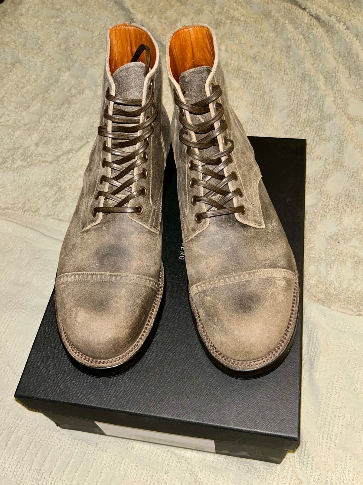 Photo by lowrollr on November 30, 2025 of the Viberg Service Boot DCT in C.F. Stead Tobacco Waxy Commander.