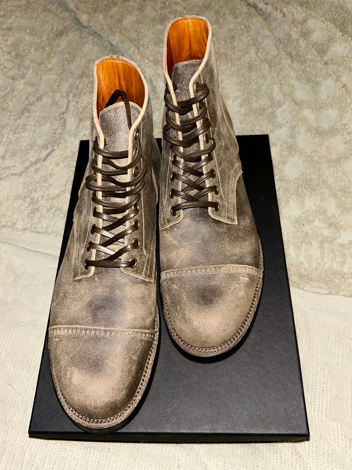 Photo by lowrollr on November 30, 2025 of the Viberg Service Boot DCT in C.F. Stead Tobacco Waxy Commander.