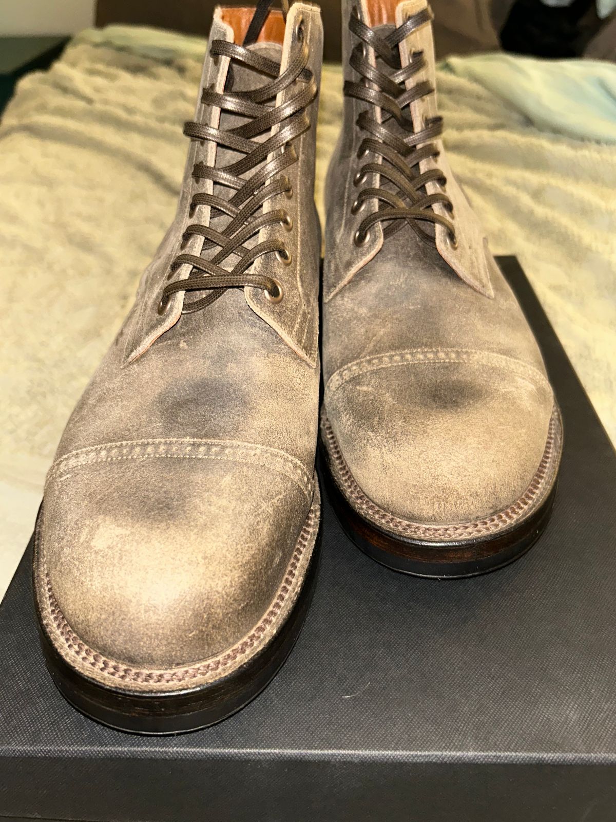 Photo by lowrollr on November 30, 2025 of the Viberg Service Boot DCT in C.F. Stead Tobacco Waxy Commander.