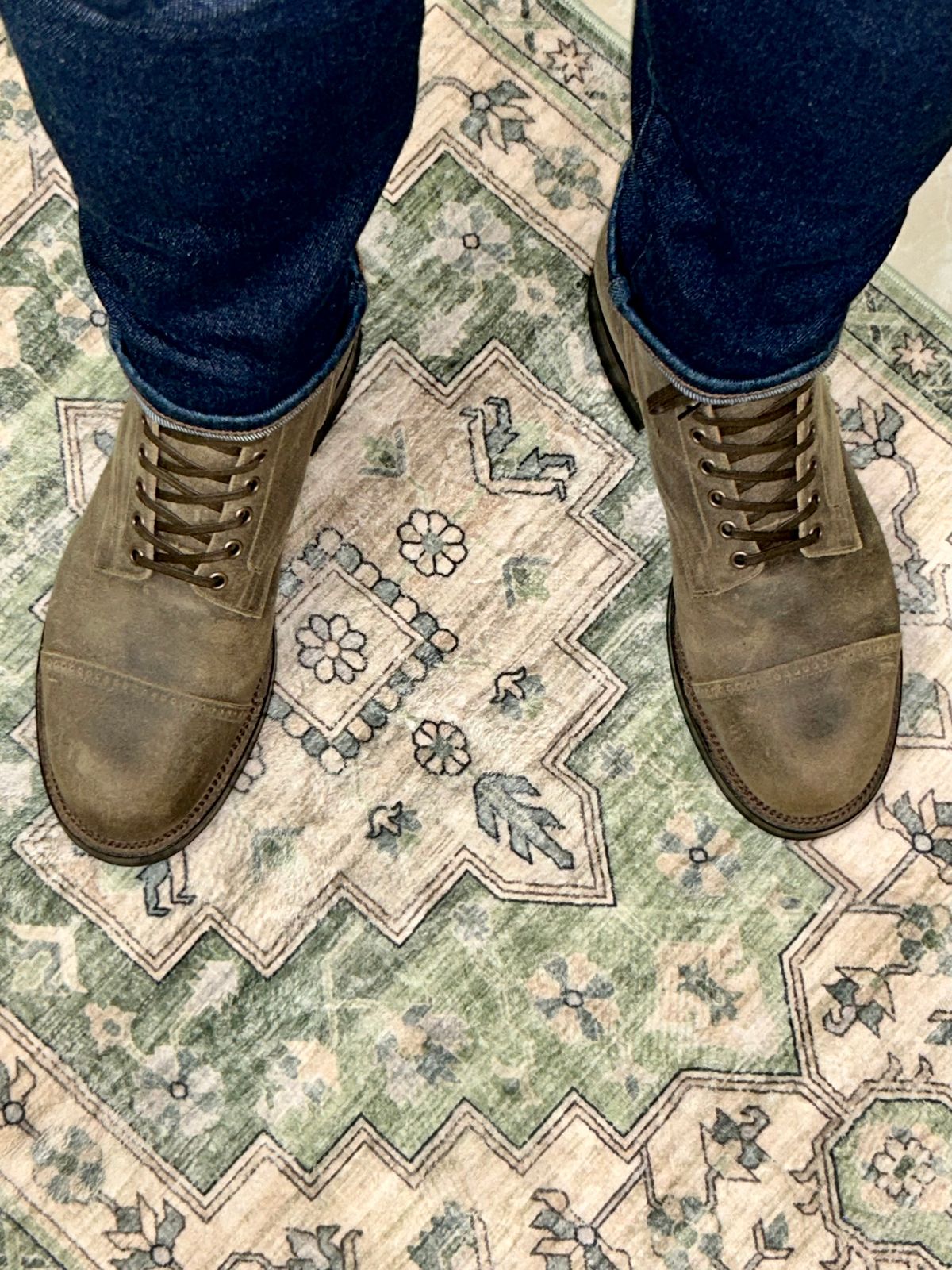 Photo by lowrollr on December 9, 2025 of the Viberg Service Boot DCT in C.F. Stead Tobacco Waxy Commander.