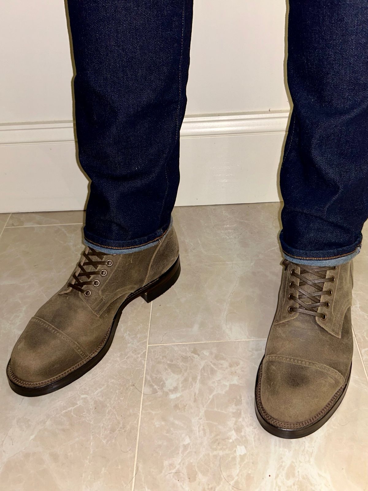 Photo by lowrollr on March 24, 2026 of the Viberg Service Boot DCT in C.F. Stead Tobacco Waxy Commander.