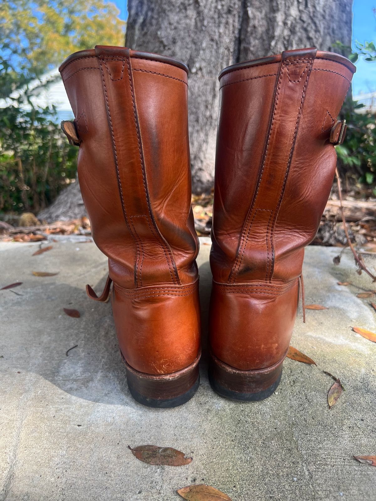 Photo by sons.moon.leather on February 4, 2025 of the John Lofgren Wabash Engineer Boots in Badalassi Carlo Cognac Minerva.