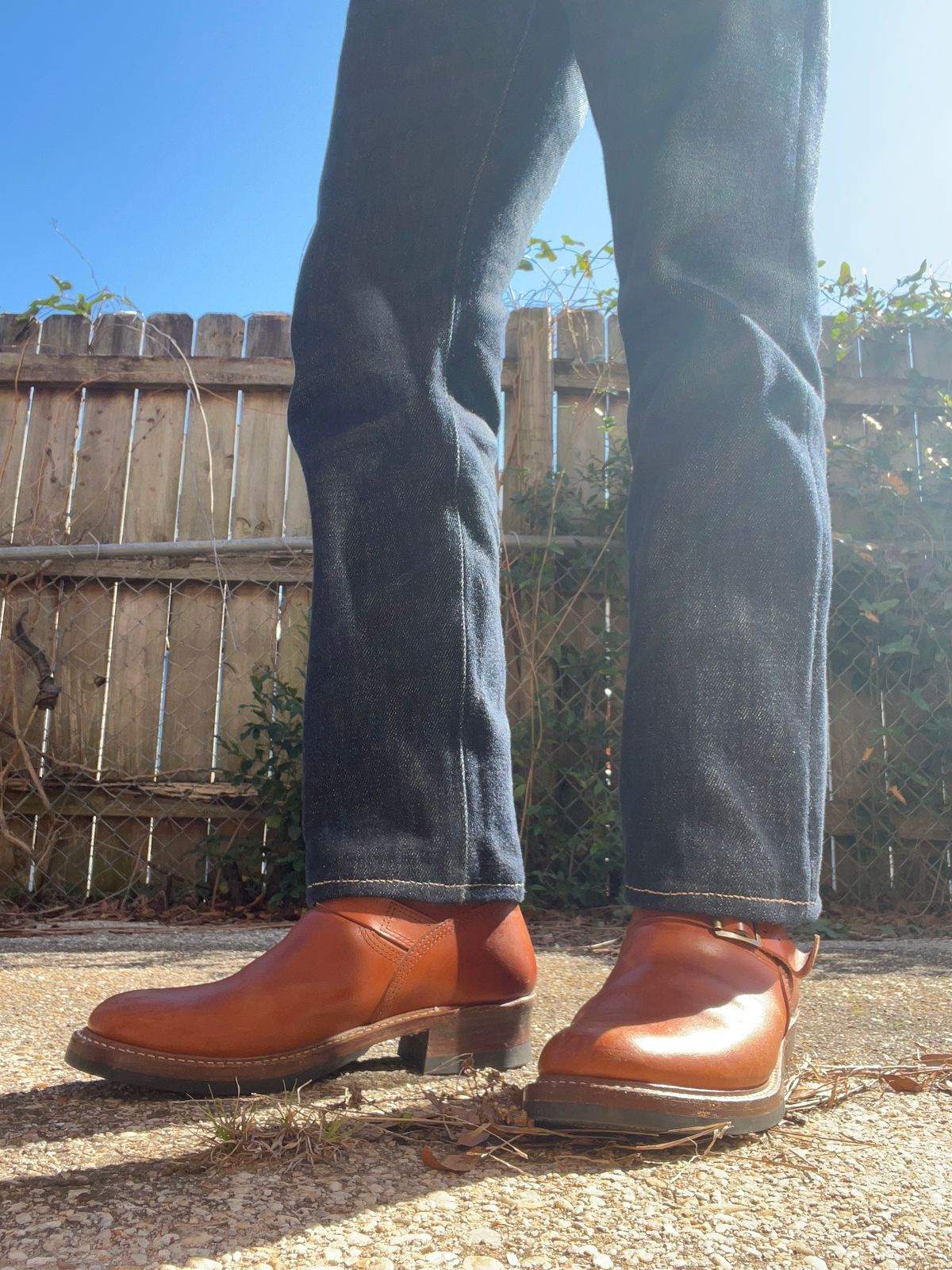 Photo by sons.moon.leather on February 20, 2025 of the John Lofgren Wabash Engineer Boots in Badalassi Carlo Cognac Minerva.