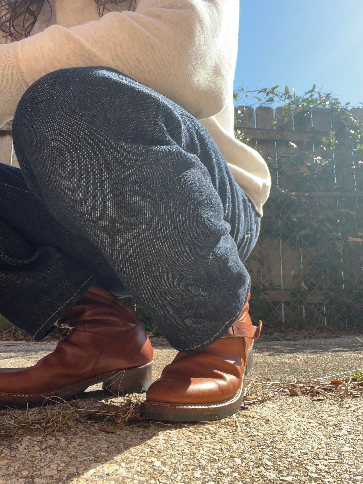 Photo by sons.moon.leather on February 20, 2025 of the John Lofgren Wabash Engineer Boots in Badalassi Carlo Cognac Minerva.