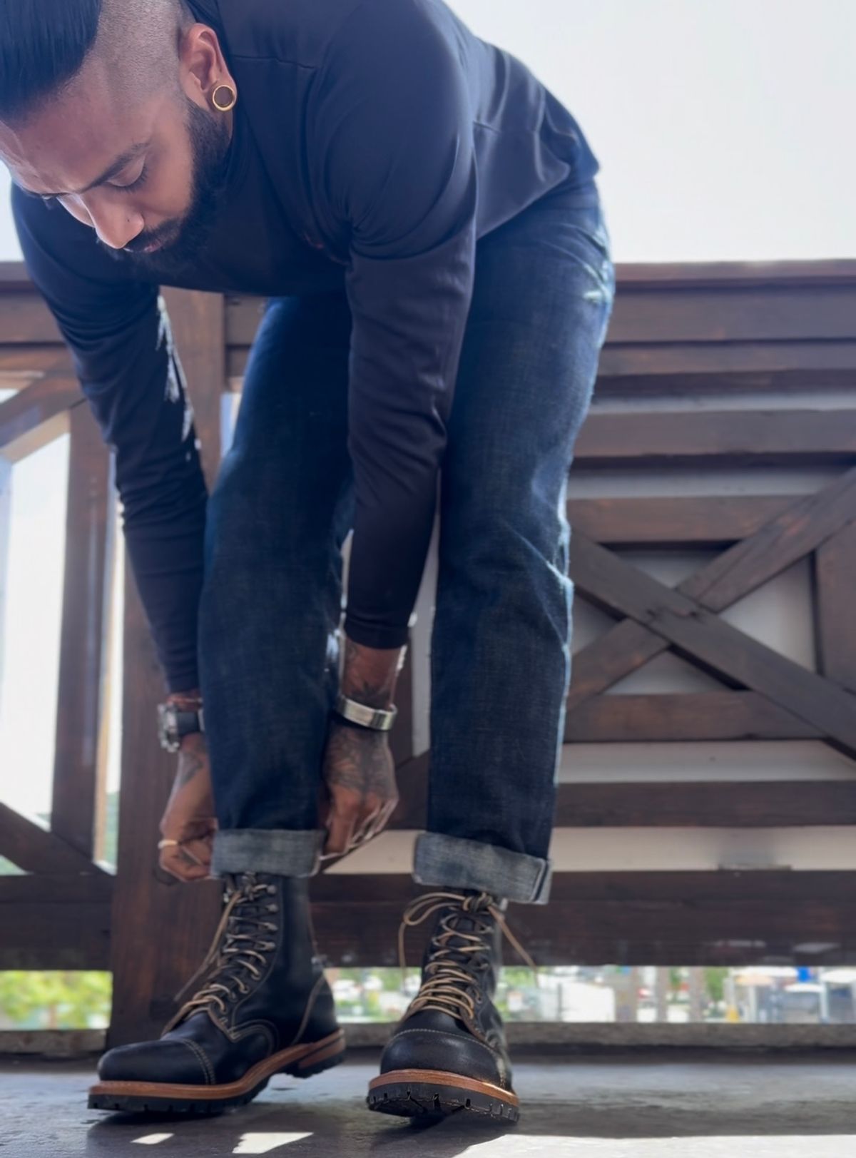 Photo by TheFadeLog on September 17, 2025 of the Truman Upland Boot in Horween Black Waxed Flesh.