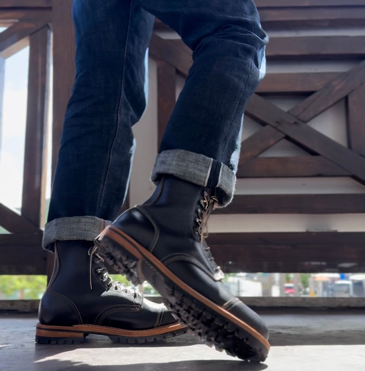 Photo by TheFadeLog on September 17, 2025 of the Truman Upland Boot in Horween Black Waxed Flesh.
