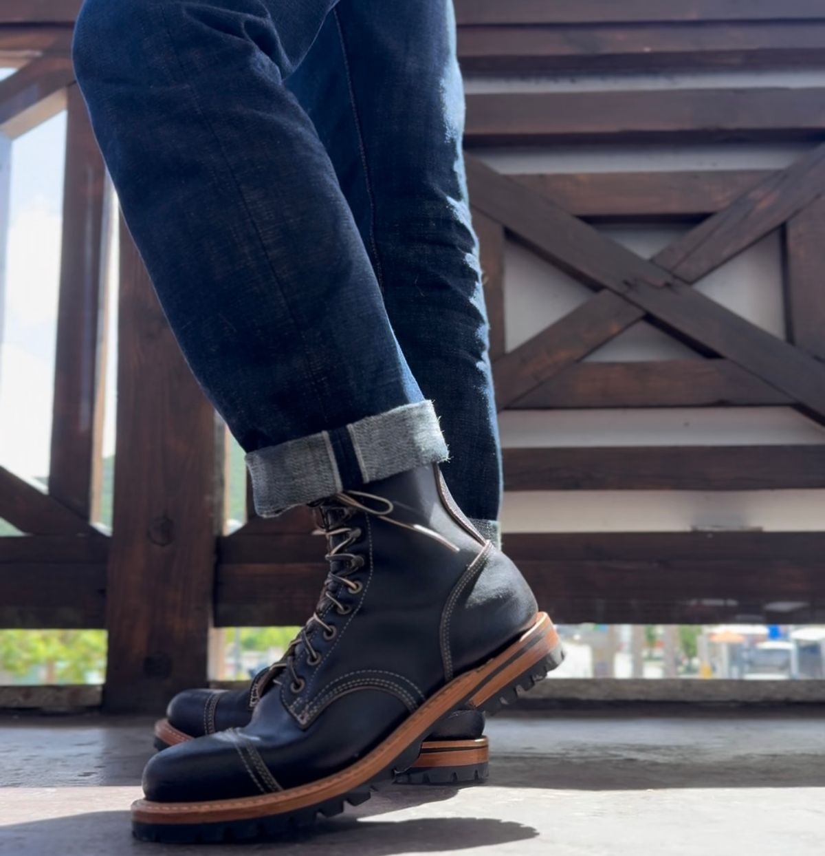 Photo by TheFadeLog on September 17, 2025 of the Truman Upland Boot in Horween Black Waxed Flesh.