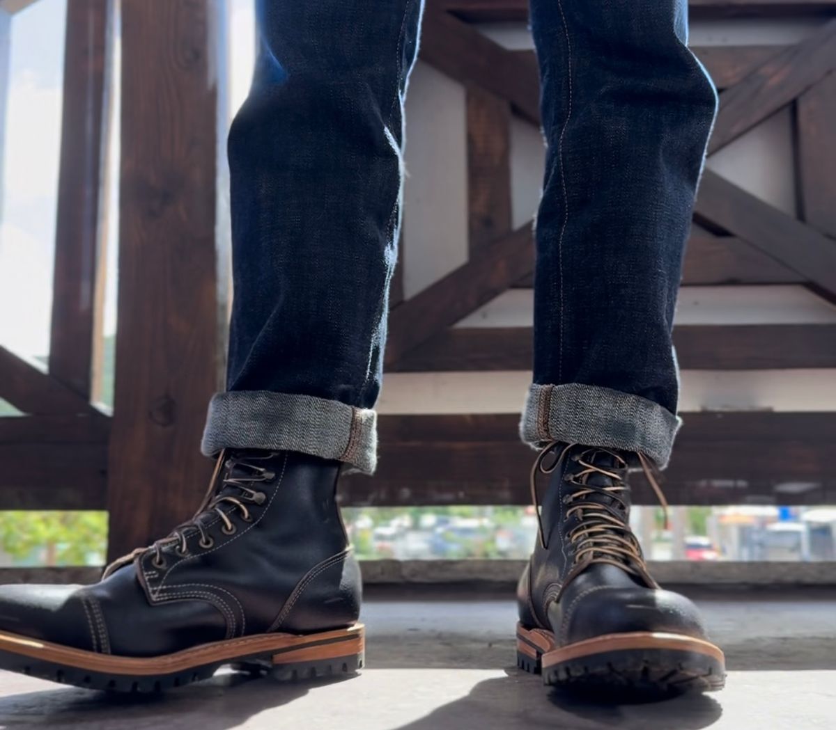 Photo by TheFadeLog on September 17, 2025 of the Truman Upland Boot in Horween Black Waxed Flesh.