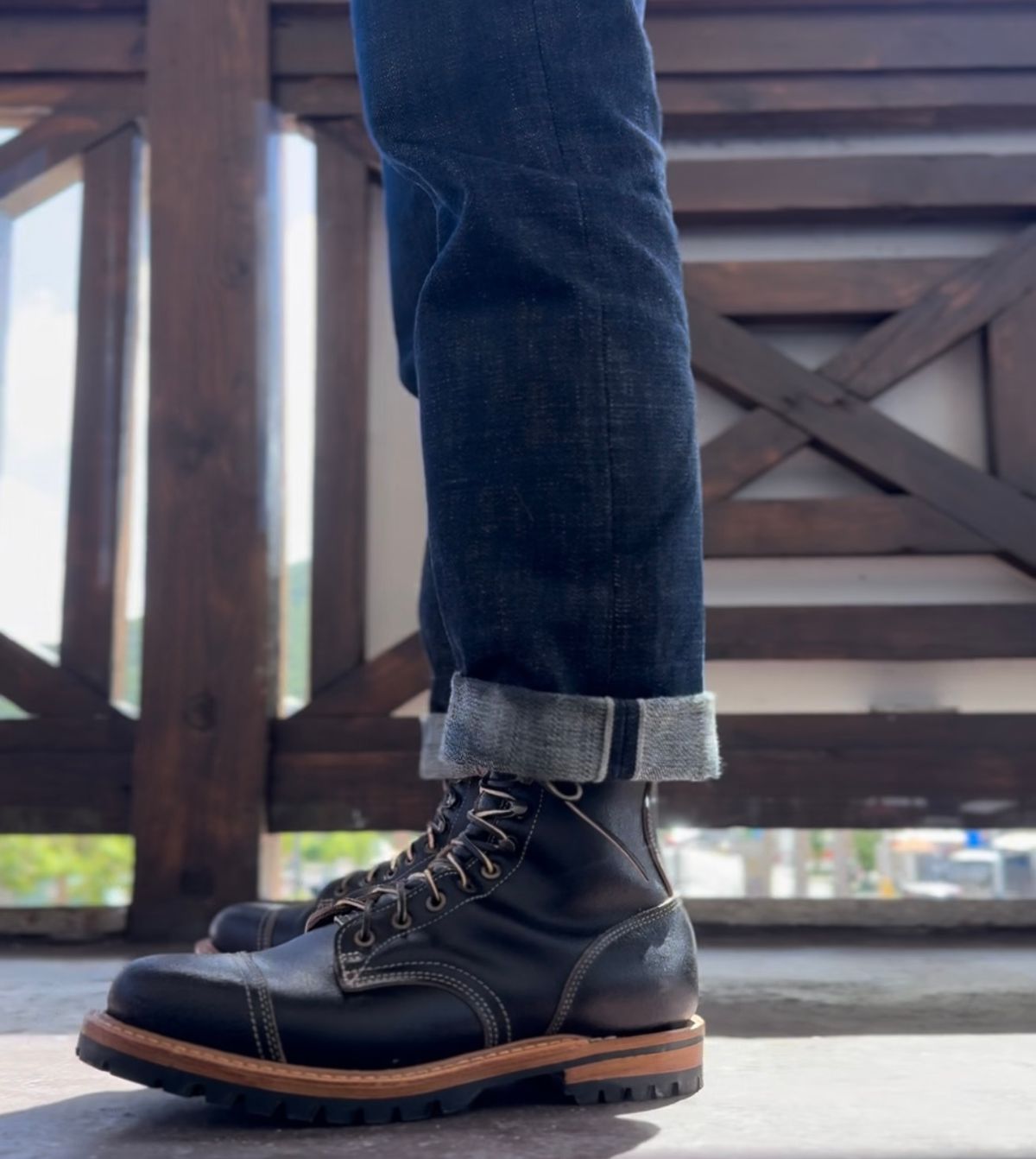 Photo by TheFadeLog on September 17, 2025 of the Truman Upland Boot in Horween Black Waxed Flesh.