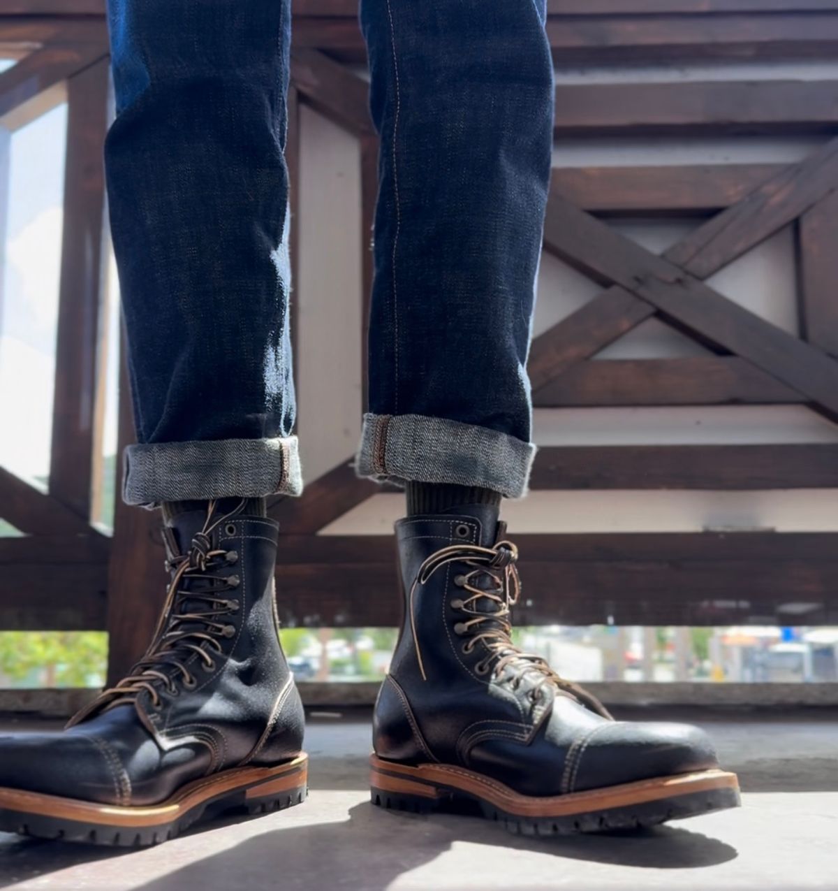Photo by TheFadeLog on September 17, 2025 of the Truman Upland Boot in Horween Black Waxed Flesh.