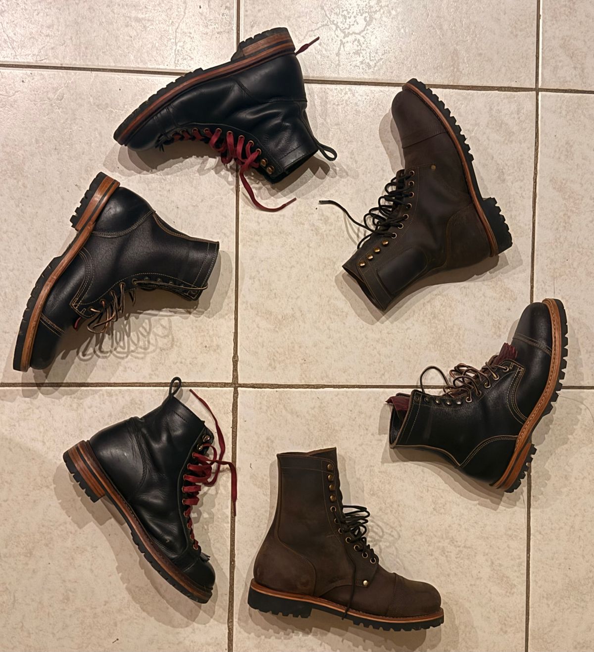 Photo by TheFadeLog on October 4, 2025 of the Truman Upland Boot in Horween Black Waxed Flesh.