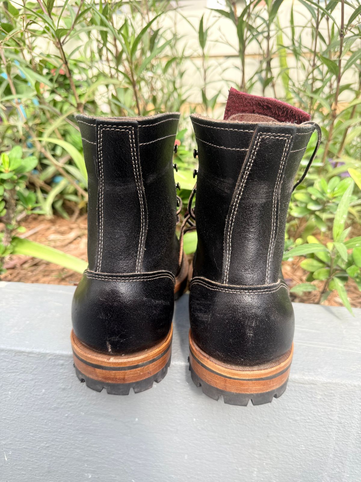 Photo by TheFadeLog on October 5, 2025 of the Truman Upland Boot in Horween Black Waxed Flesh.
