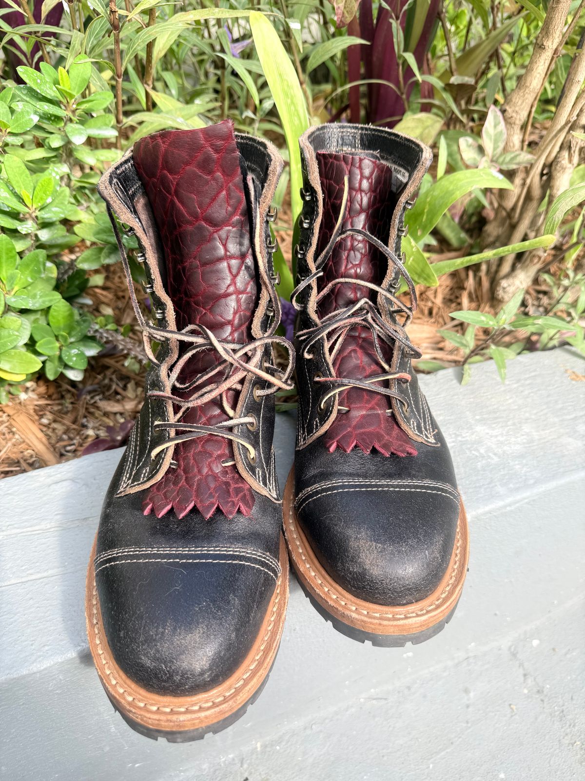 Photo by TheFadeLog on October 5, 2025 of the Truman Upland Boot in Horween Black Waxed Flesh.