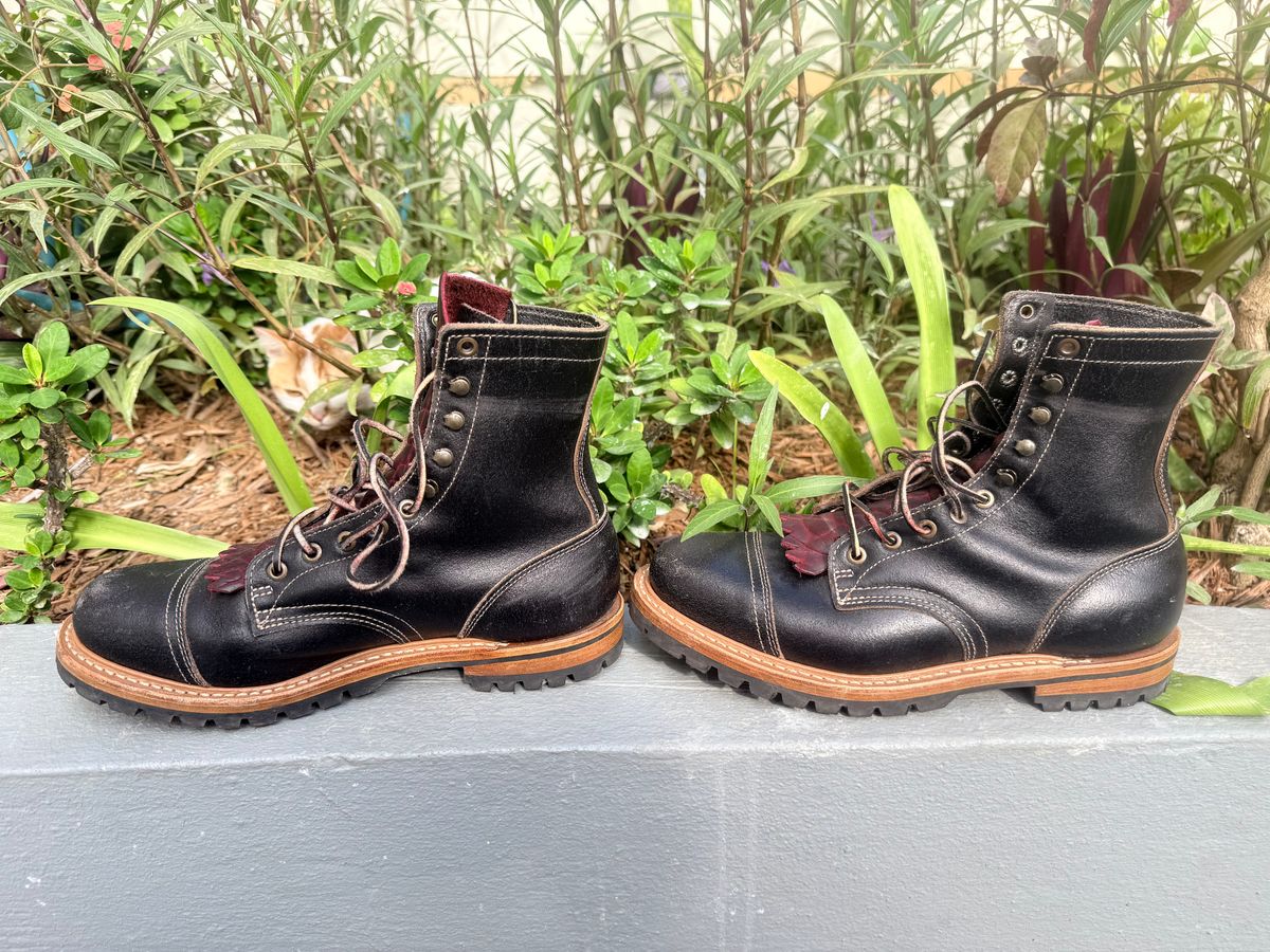 Photo by TheFadeLog on October 5, 2025 of the Truman Upland Boot in Horween Black Waxed Flesh.