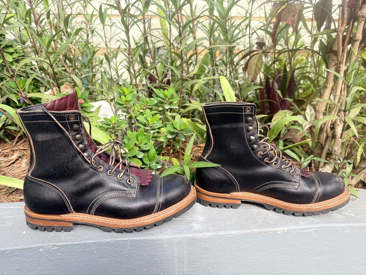 Photo by TheFadeLog on October 5, 2025 of the Truman Upland Boot in Horween Black Waxed Flesh.