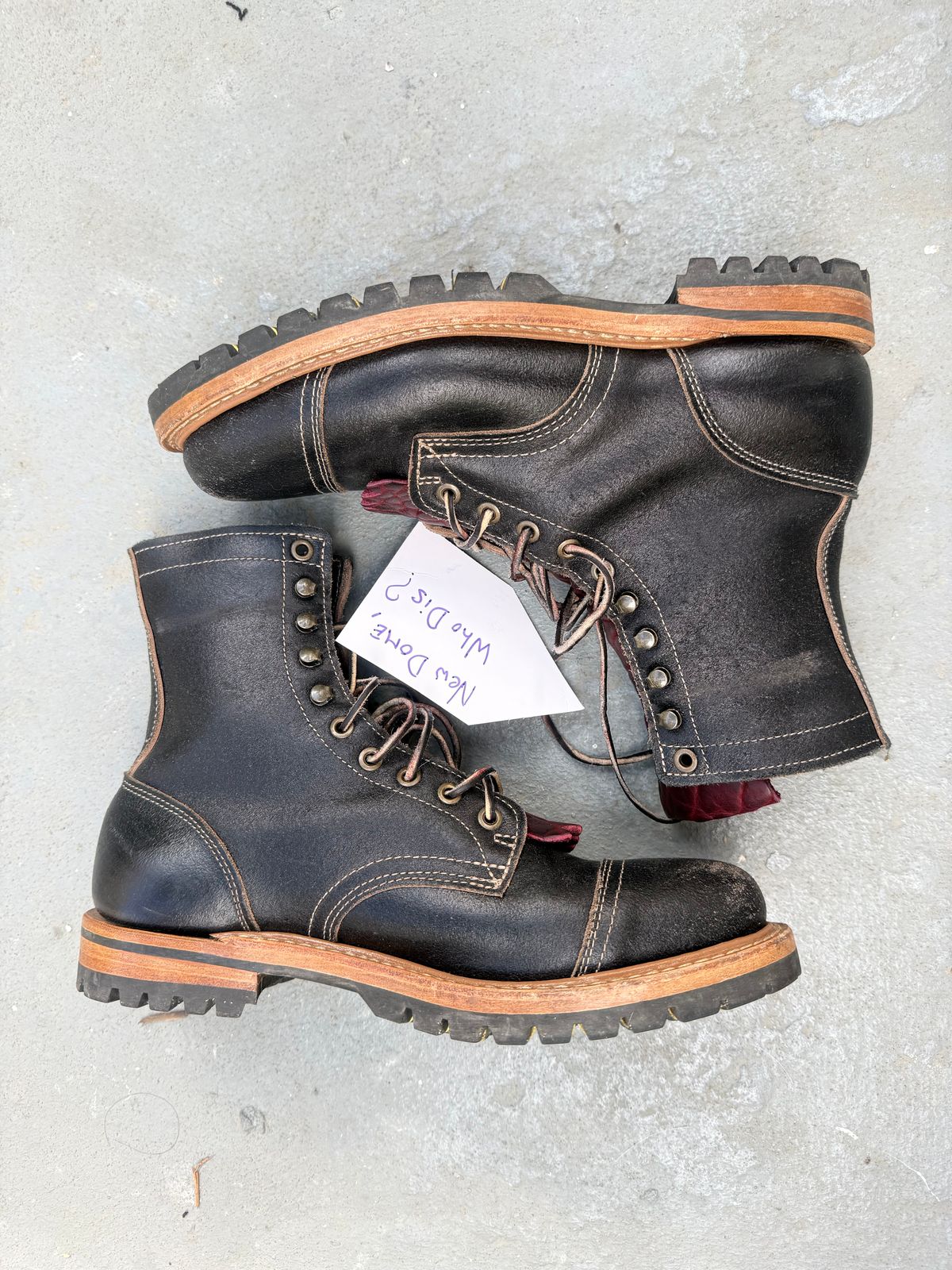 Photo by TheFadeLog on October 5, 2025 of the Truman Upland Boot in Horween Black Waxed Flesh.