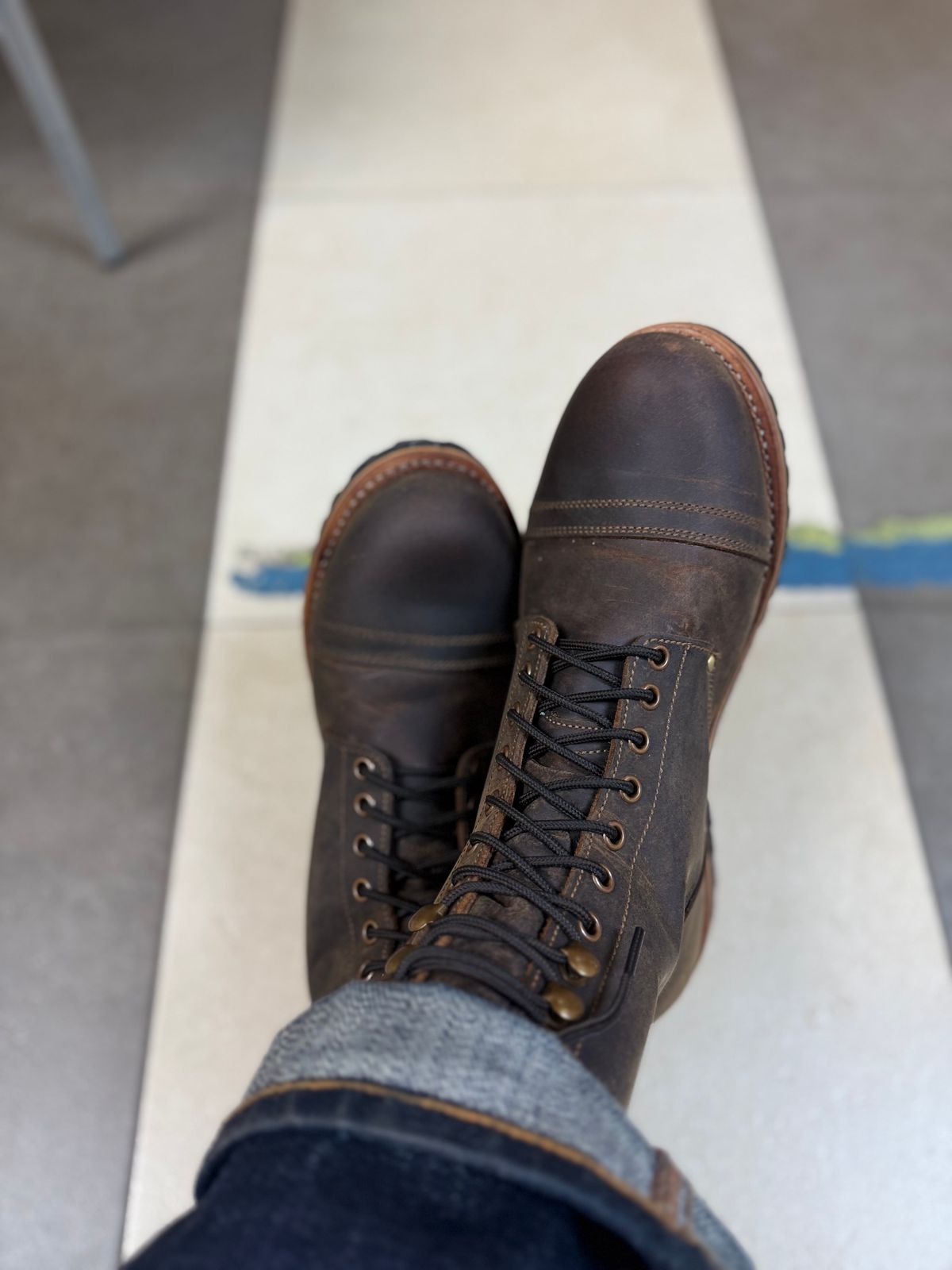 Photo by TheFadeLog on September 9, 2025 of the Craft & Glory Combat 8” in Vintage Brown.