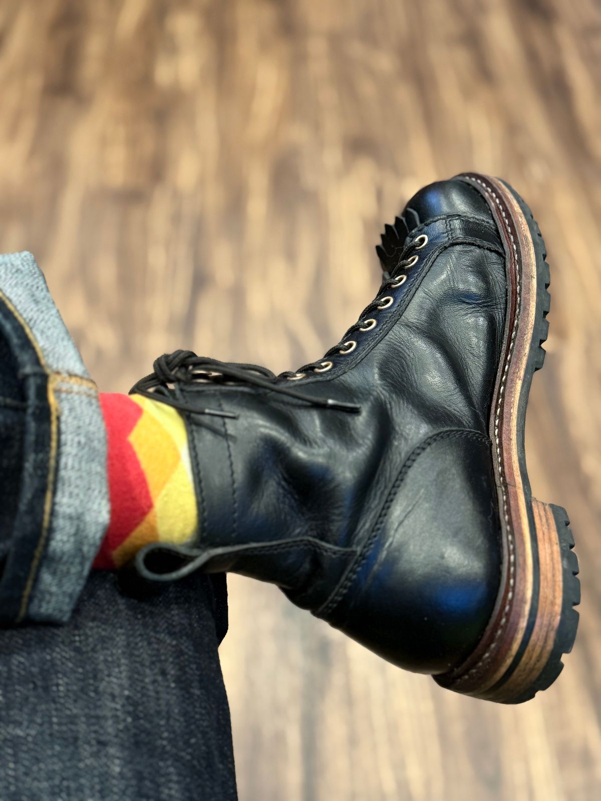 Photo by TheFadeLog on August 20, 2025 of the Craft & Glory Explorer Monkey Boots 6” in Full Grain Waxed Water Buffalo.