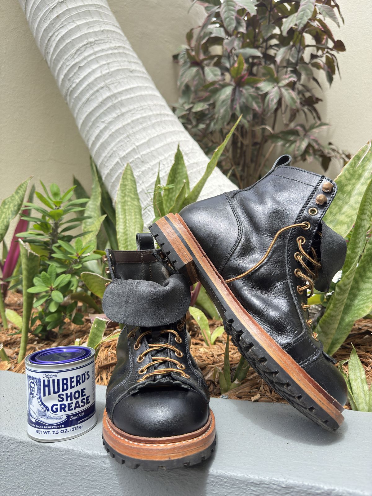 Photo by TheFadeLog on July 5, 2025 of the Craft & Glory Explorer Monkey Boots 6” in Full Grain Waxed Water Buffalo.