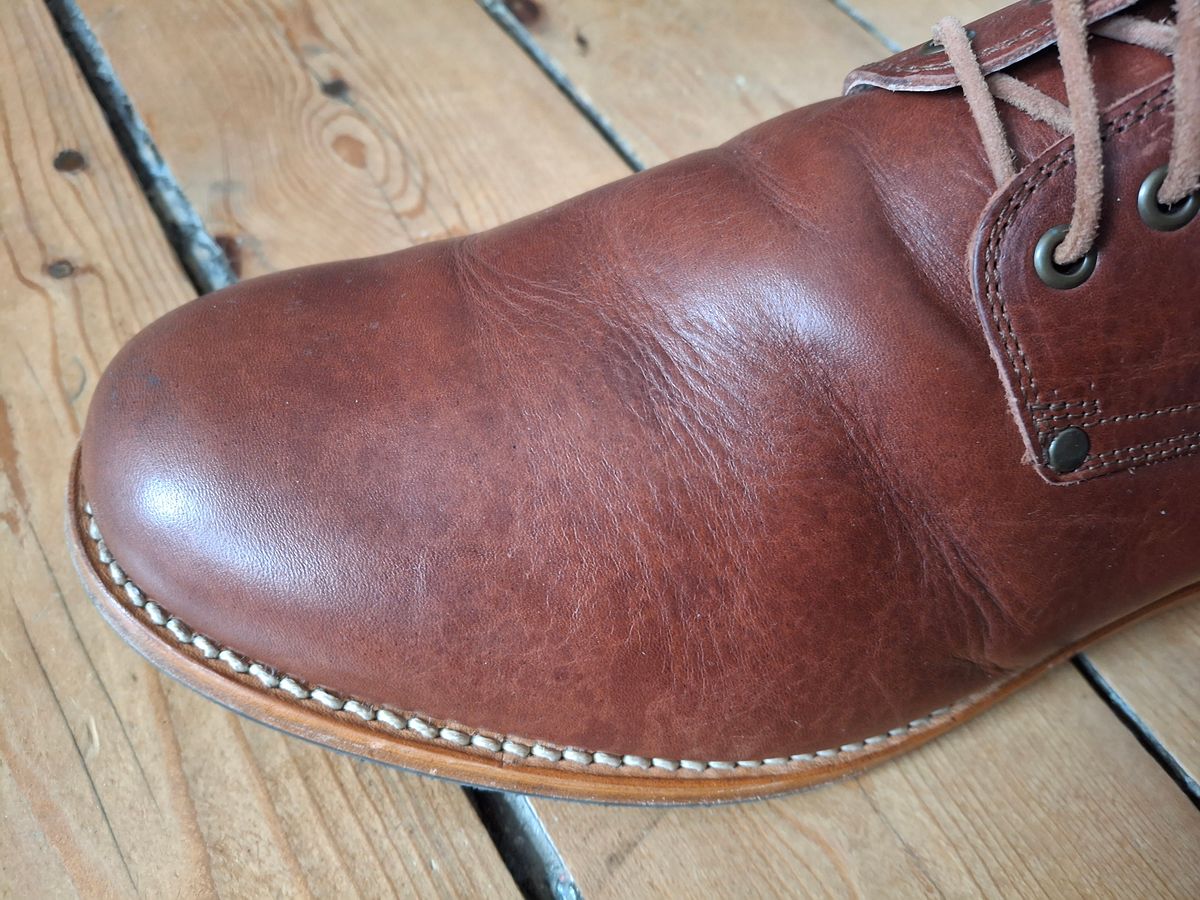 Photo by ShiningMyShoes on January 31, 2025 of the Green Boots - Earth Heritage London in Cognac Veg Tan.