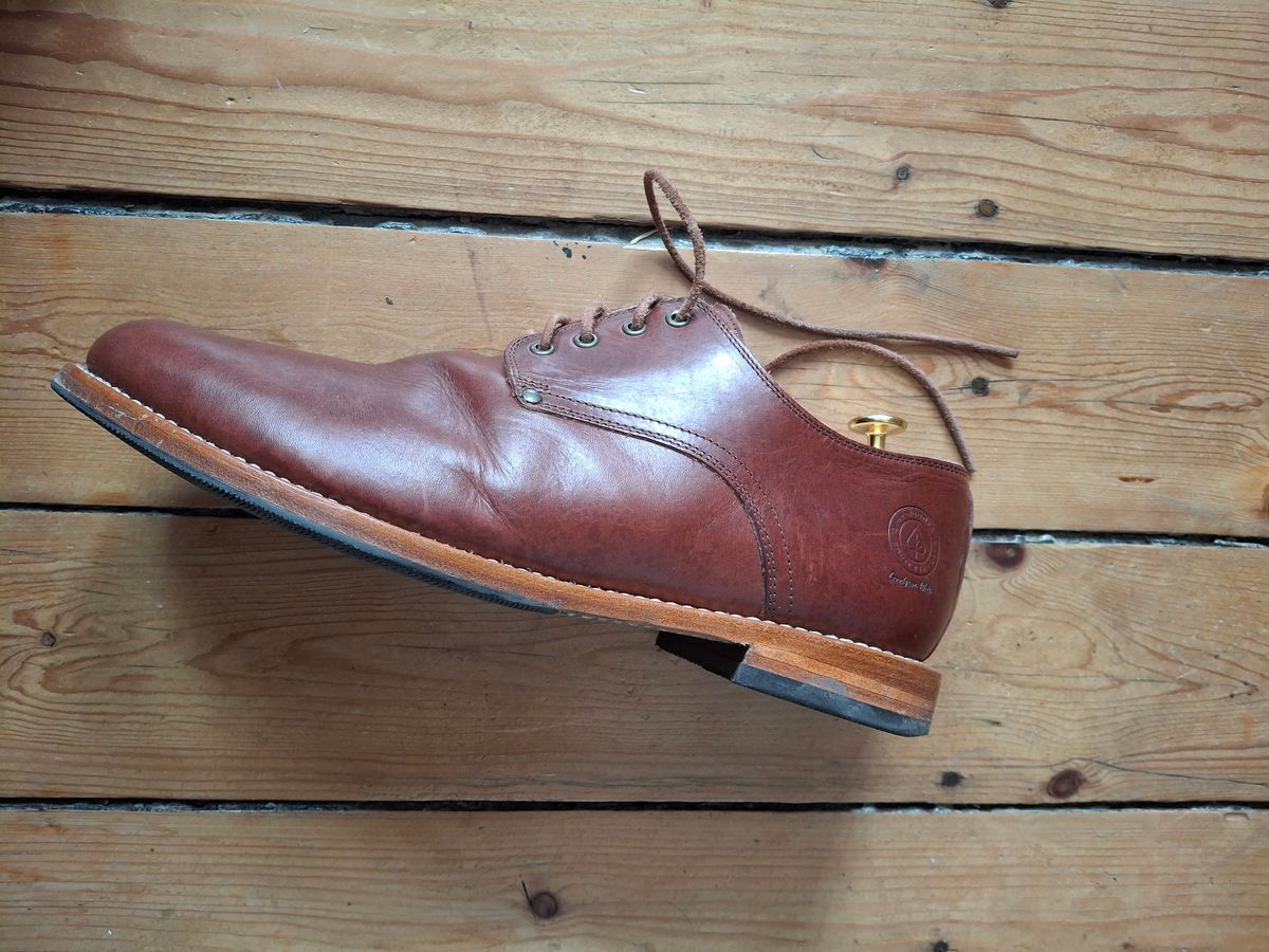 Photo by ShiningMyShoes on January 31, 2025 of the Green Boots - Earth Heritage London in Cognac Veg Tan.