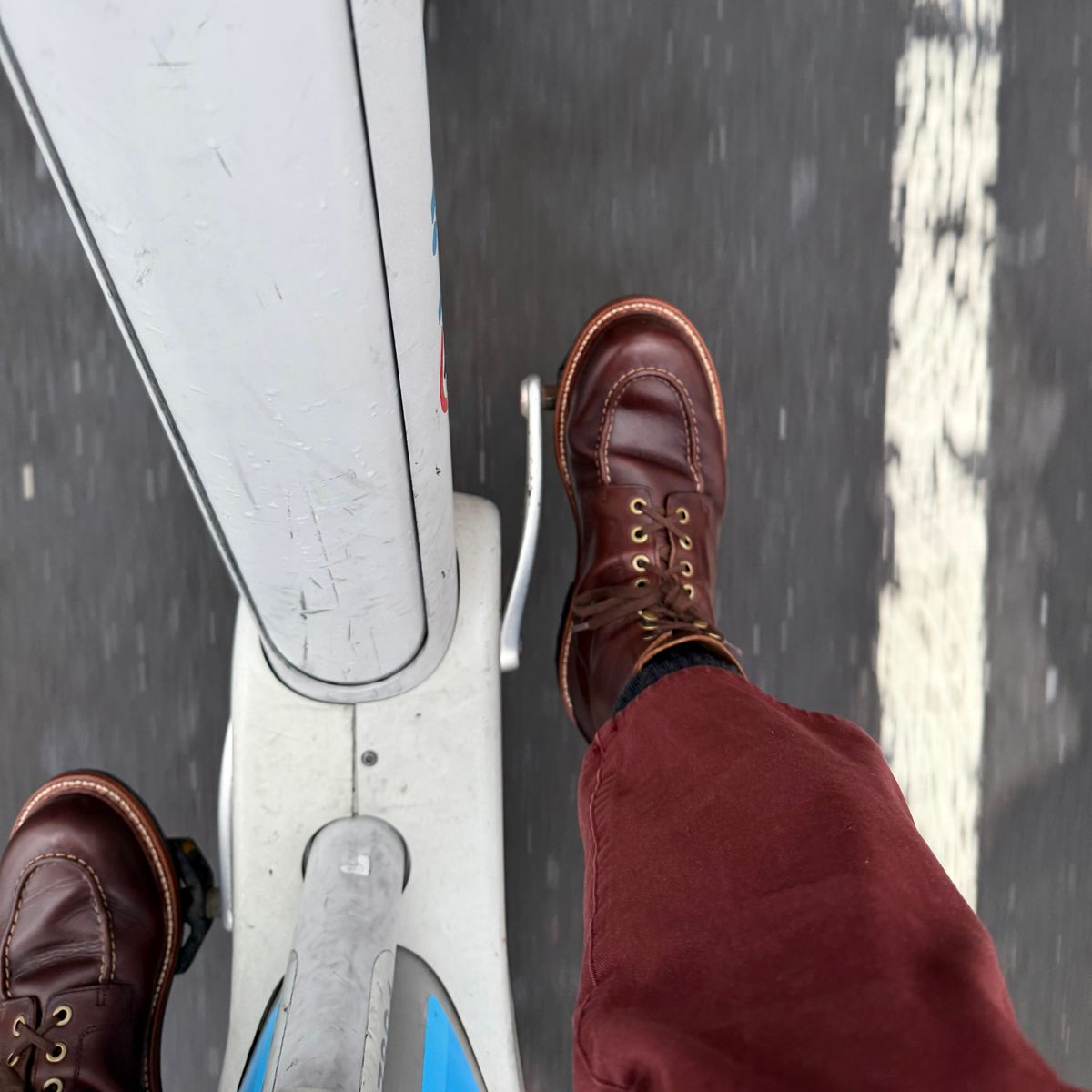 Photo by noneck on May 6, 2026 of the Grant Stone Brass Boot in Horween Crimson Chromexcel.