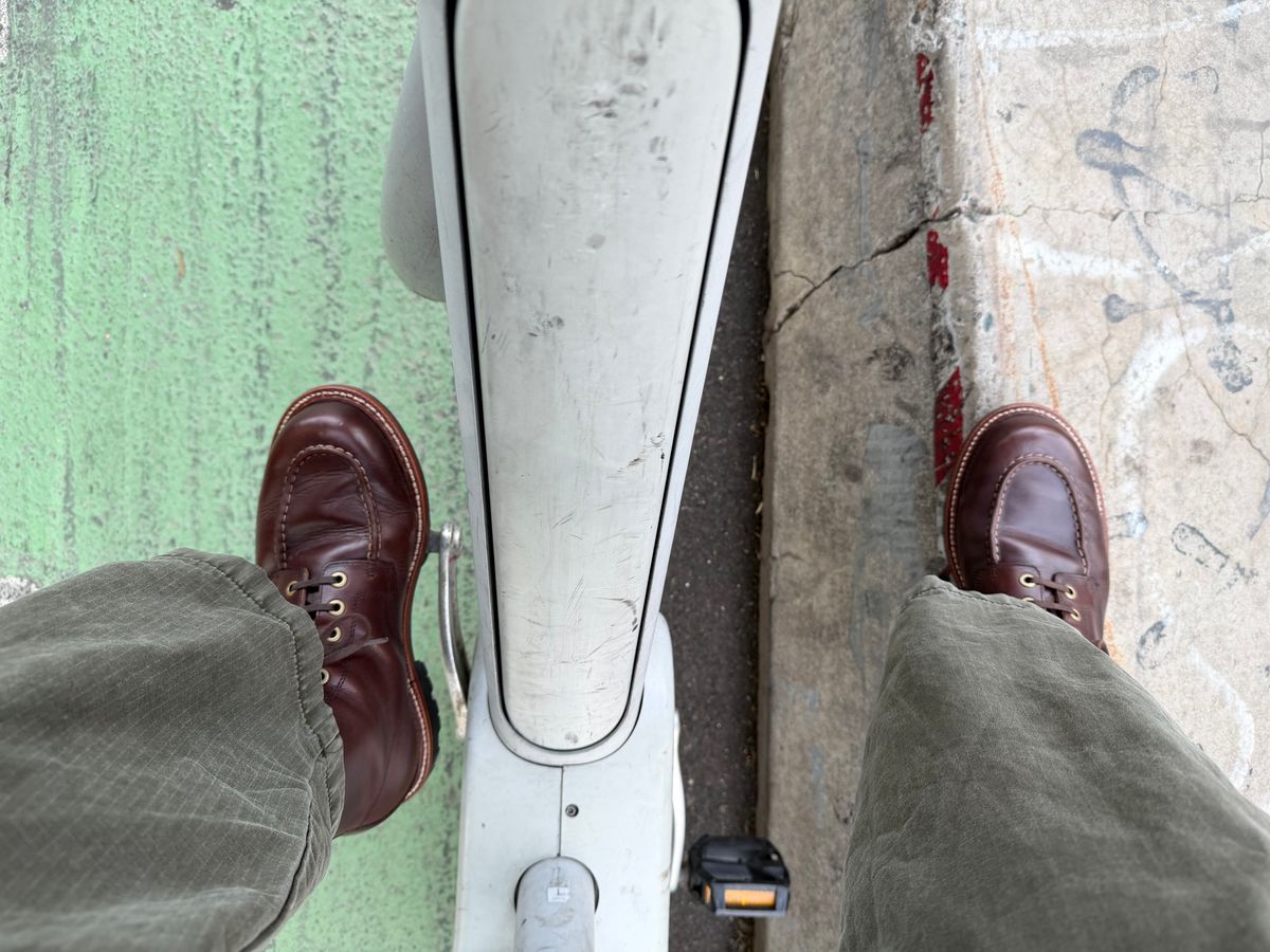 Photo by noneck on May 22, 2026 of the Grant Stone Brass Boot in Horween Crimson Chromexcel.