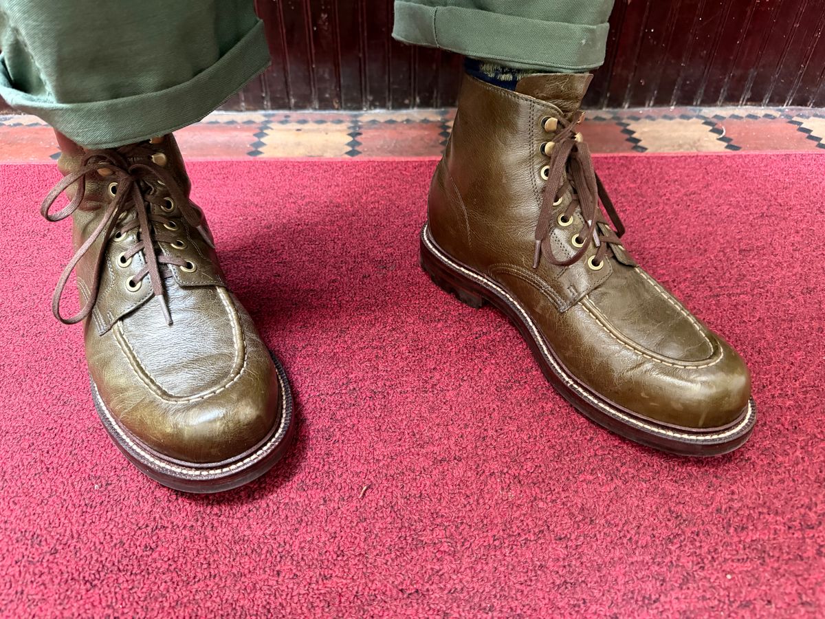 Photo by noneck on April 24, 2026 of the Grant Stone Brass Boot in Incas Jungle Kangaroo.